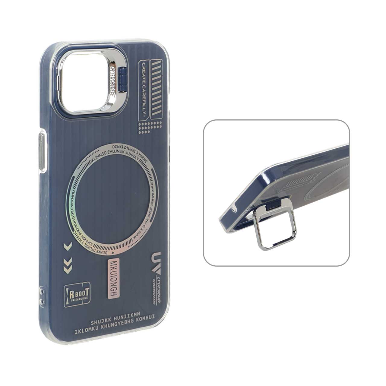 1572950 قاب Cyns Case ژله ای دو لایه RT لنز استندشو طرح مگ سیف Apple iPhone 13 / iPhone 14 - سرمه ای - تصویر 1