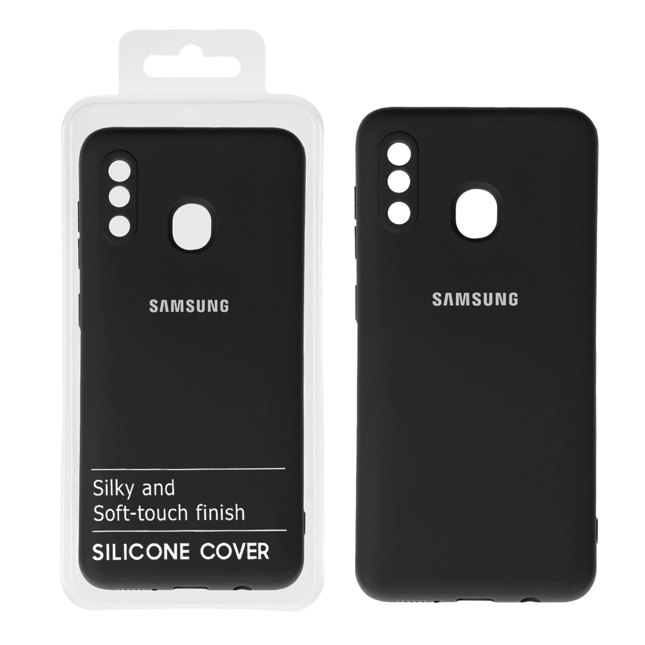705840 قاب نیو سیلیکون محافظ لنزدار Samsung A20 /A30 - RFF - مشکی (پک دار) - تصویر 1