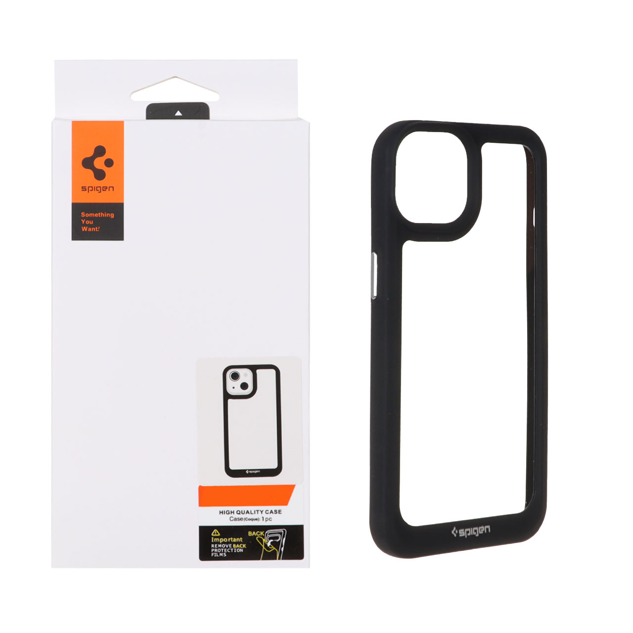 996246 قاب اورجینال Spigen مدل Apple iPhone 13 / iPhone 14 - شفاف مشکی - تصویر 1