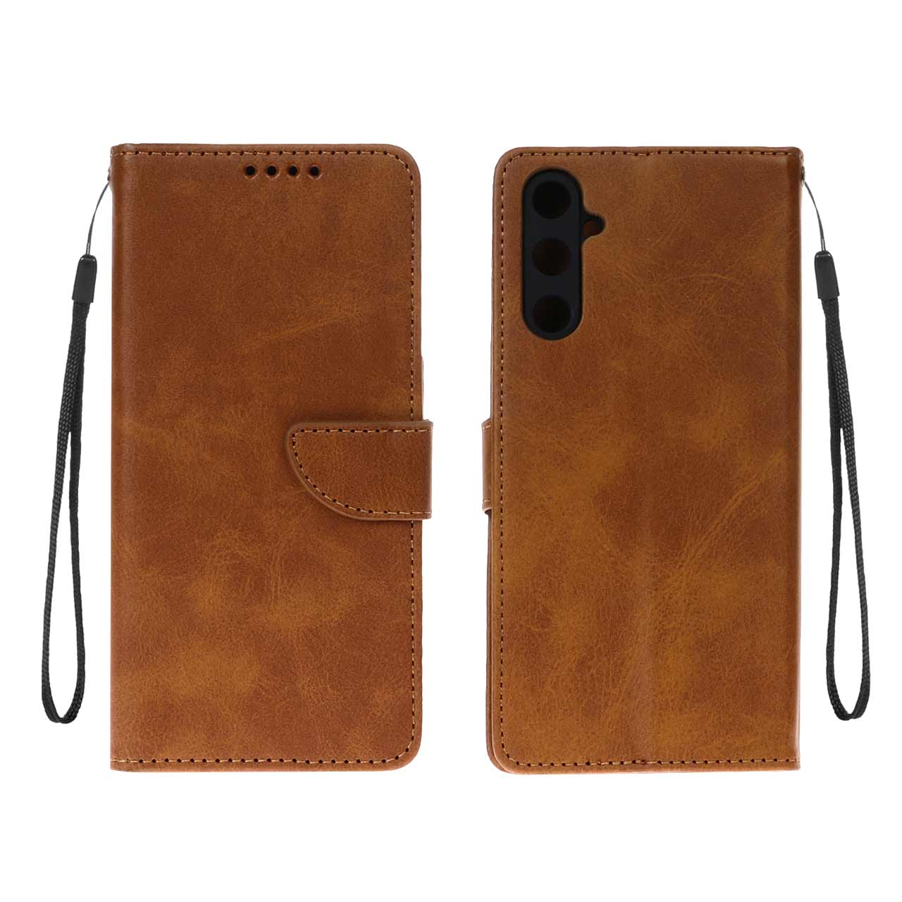 1018892 کیف چرمی موبایل مگنتی محافظ لنزدار Samsung Galaxy A05s - عسلی - تصویر 1