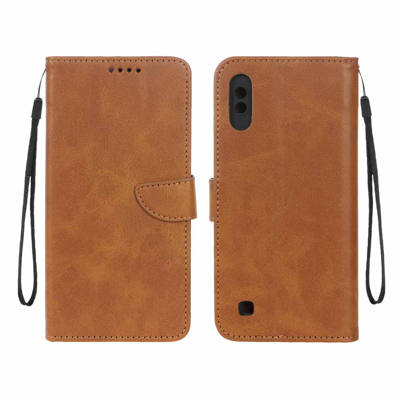 1033472 کیف چرمی موبایل مگنتی محافظ لنزدار Samsung Galaxy A10 / M10 - عسلی - تصویر 1