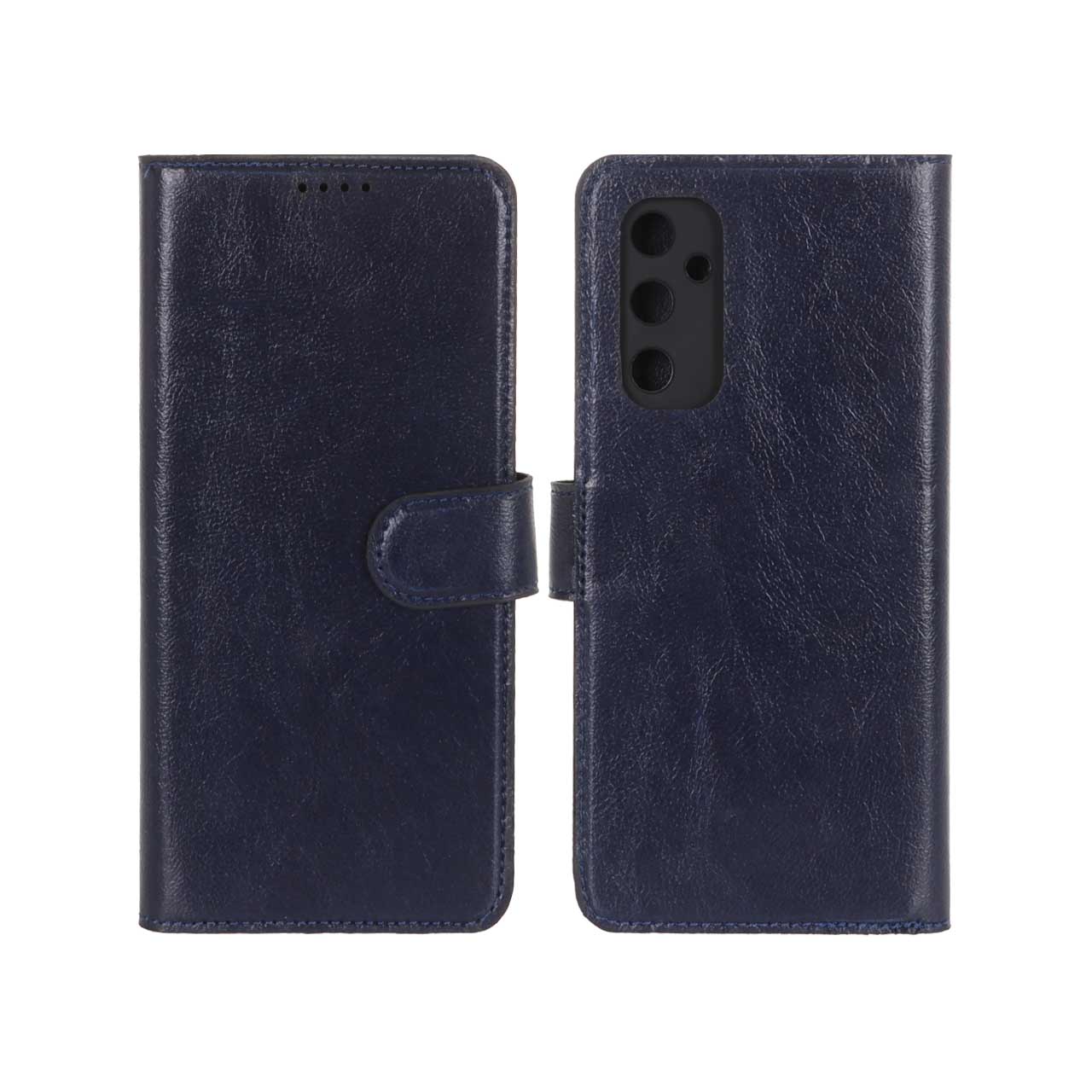 1213094 کیف موبایل چرمی مگنتی محافظ لنزدار Samsung Galaxy A05s - سرمه ای - تصویر 1