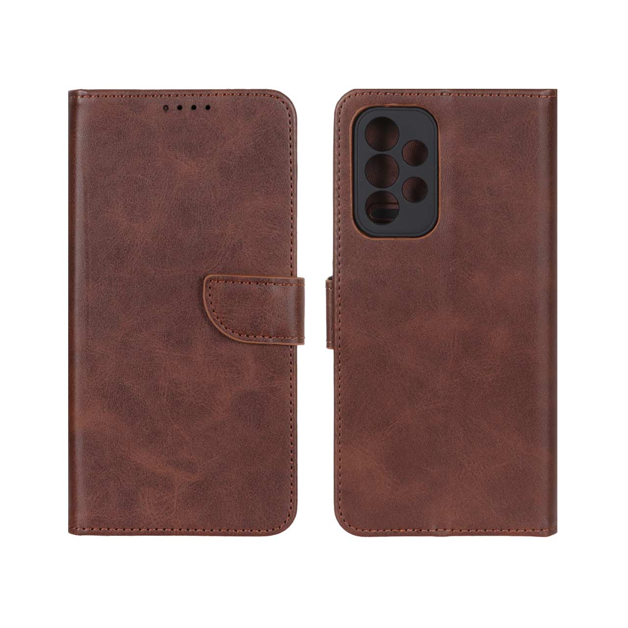 1293882 کیف چرمی موبایل مگنتی محافظ لنزدار Samsung Galaxy A52 / A52s - قهوه ای - تصویر 1