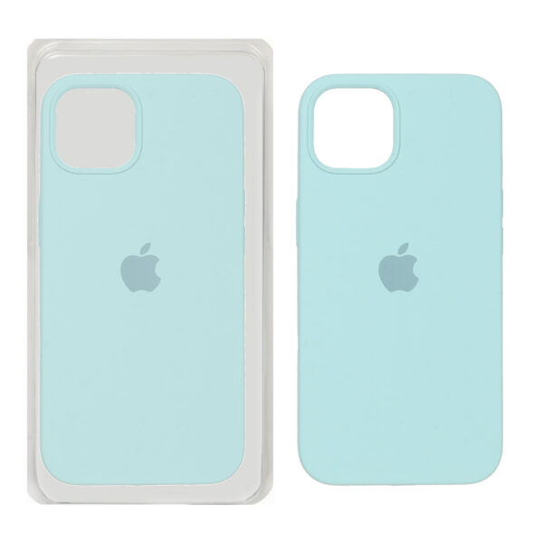قاب سیلیکونی پاک کنی اورجینال Apple iPhone 13 / iPhone 14 - سبز آبی روشن (پک اصلی)