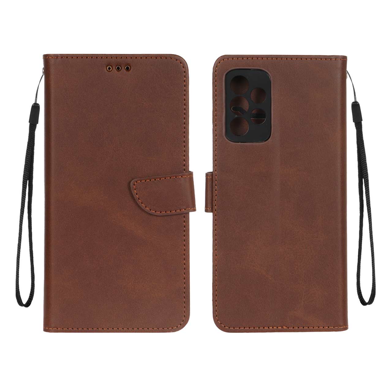 1328668 کیف چرمی موبایل مگنتی محافظ لنزدار Samsung Galaxy A52 / A52s - قهوه ای - تصویر 1