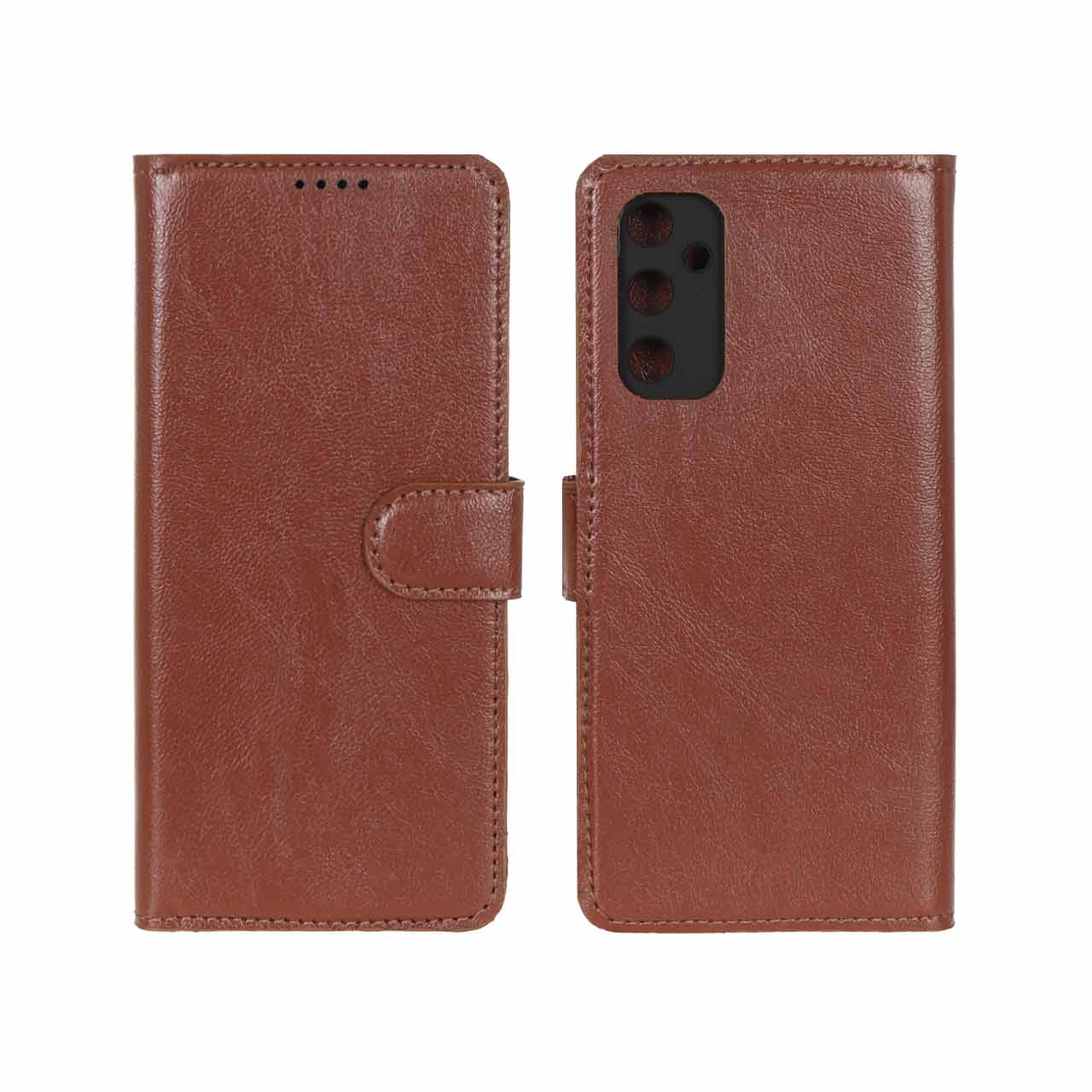 1381250 کیف موبایل چرمی مگنتی محافظ لنزدار Samsung Galaxy A05s - قهوه ای - تصویر 1