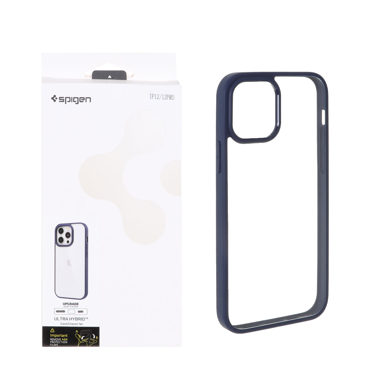 1384356 قاب اورجینال Spigen با توری اسپیکر فلزی Apple iPhone 12 Pro / iPhone 12 - سرمه ای (پک دار) - تصویر 1