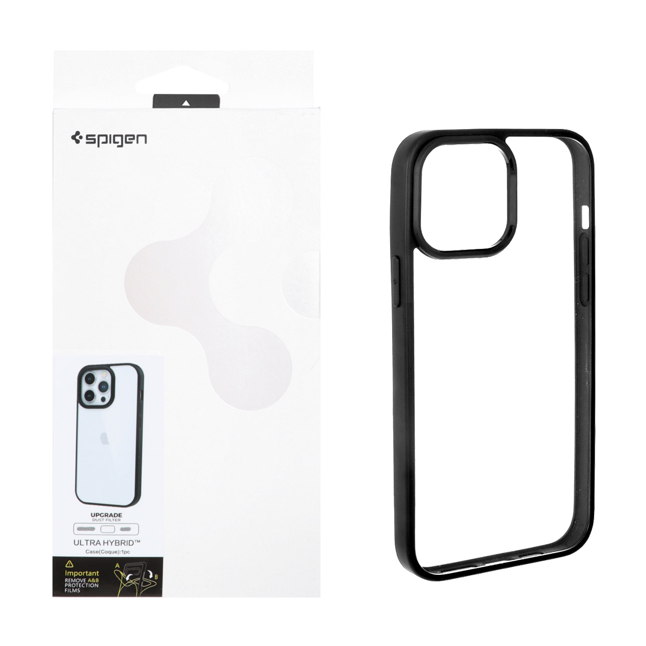 1384370 قاب اورجینال Spigen با توری اسپیکر فلزی Apple iPhone 13 Pro Max - شفاف مشکی (پک دار) - تصویر 1