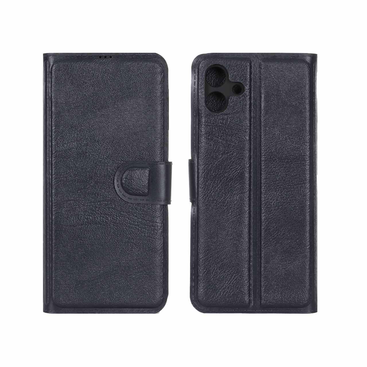 1559490 کیف موبایل چرمی مگنتی محافظ لنزدار Samsung Galaxy A07 - سرمه ای - تصویر 1