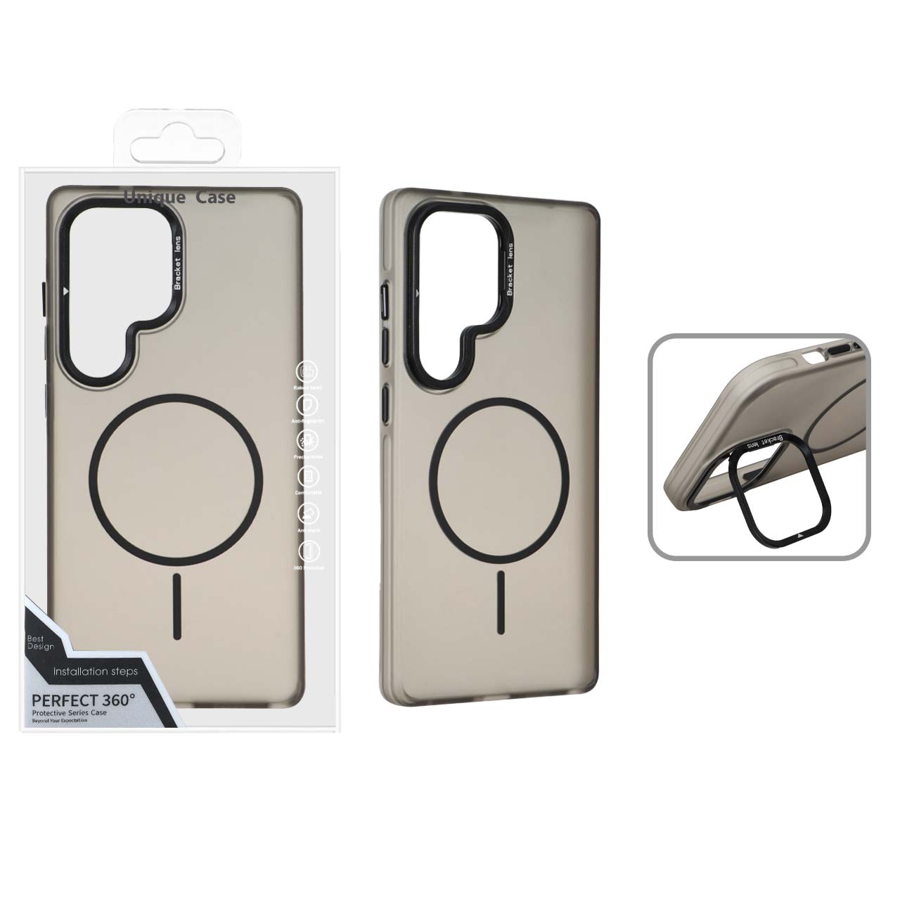 1560028 قاب Bracket Lens مات MagSafe لنز استندشو Samsung Galaxy S25 Ultra - مشکی (پک دار) - تصویر 1