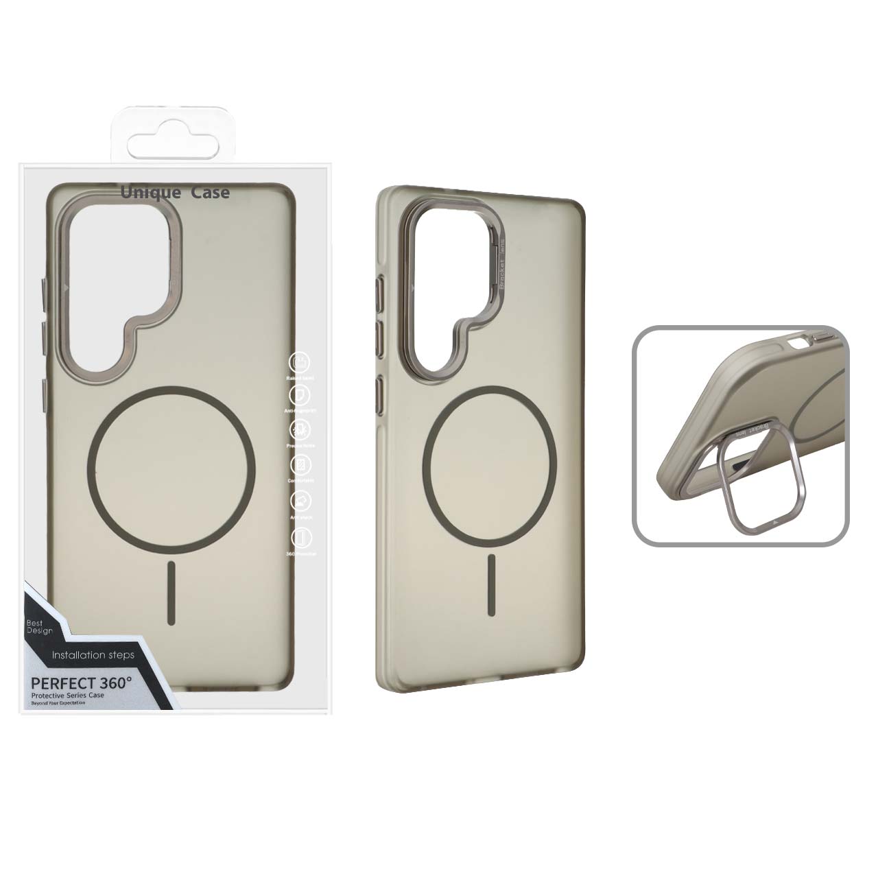 1560034 قاب Bracket Lens مات MagSafe لنز استندشو Samsung Galaxy S25 Ultra - خاکستری (پک دار) - تصویر 1