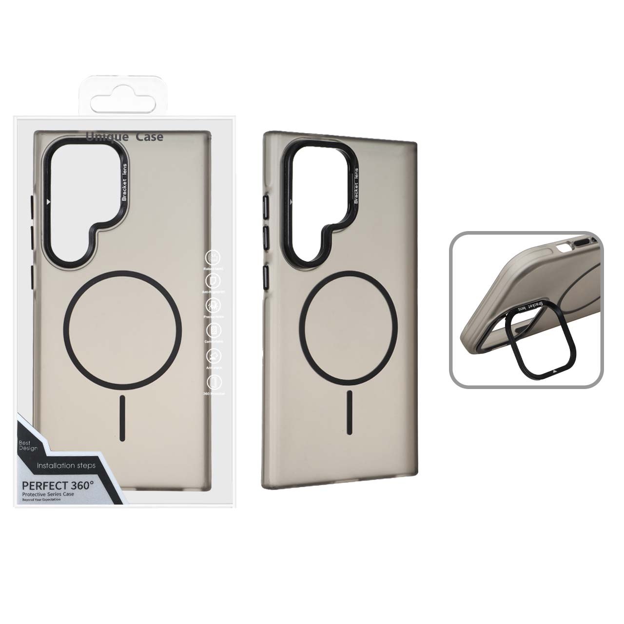 1560036 قاب Bracket Lens مات MagSafe لنز استندشو Samsung Galaxy S24 Ultra - مشکی (پک دار) - تصویر 1