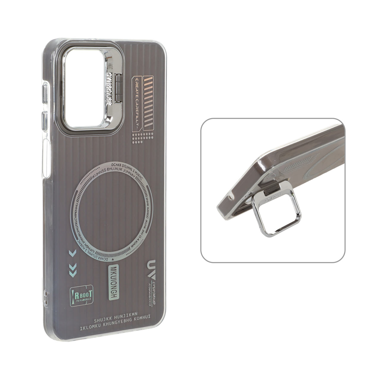 1572846 قاب Cyns Case ژله ای دو لایه RT لنز استندشو طرح مگ سیف Samsung Galaxy A12 / M12 / F12 - خاکستری - تصویر 1