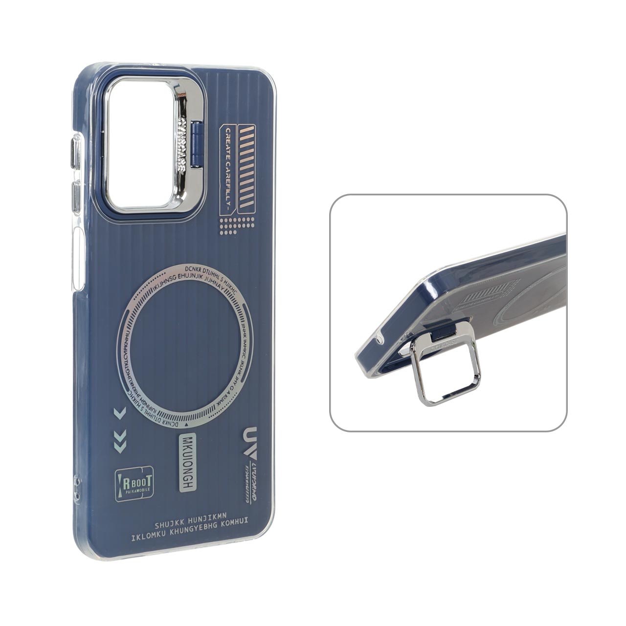 1572848 قاب Cyns Case ژله ای دو لایه RT لنز استندشو طرح مگ سیف Samsung Galaxy A12 / M12 / F12 - سرمه ای - تصویر 1