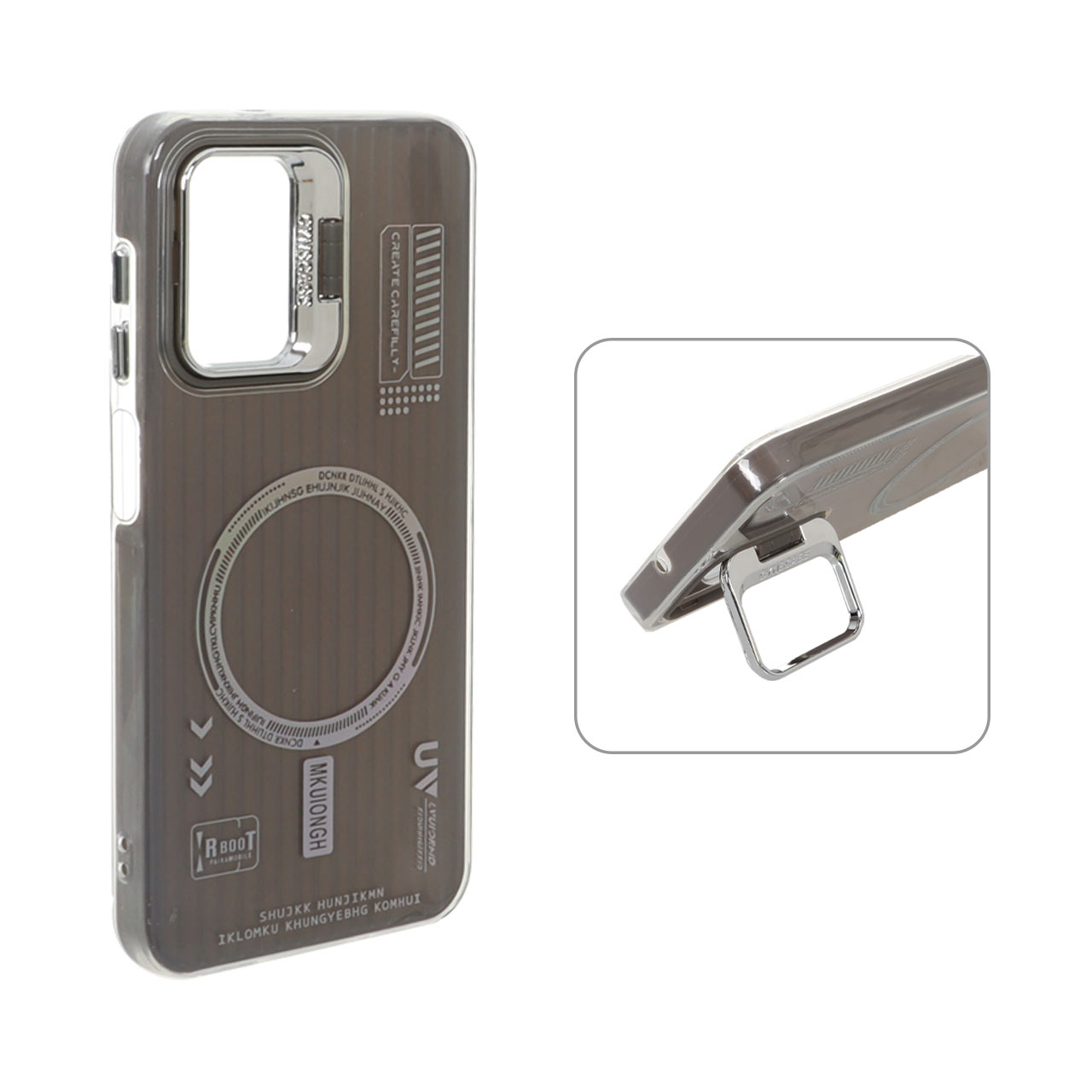 1572892 قاب Cyns Case ژله ای دو لایه RT لنز استندشو طرح مگ سیف Samsung Galaxy A13 4G / A13 5G / A04s / M13 4G / M23 / F13 - خاکستری - تصویر 1