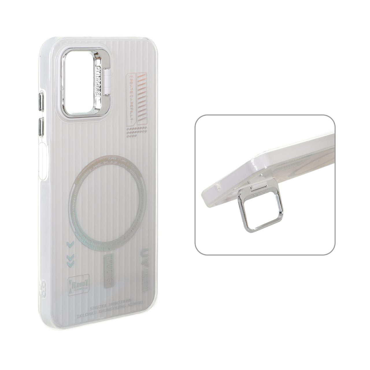 1572898 قاب Cyns Case ژله ای دو لایه RT لنز استندشو طرح مگ سیف Samsung Galaxy A03s / A02s - سفید - تصویر 1