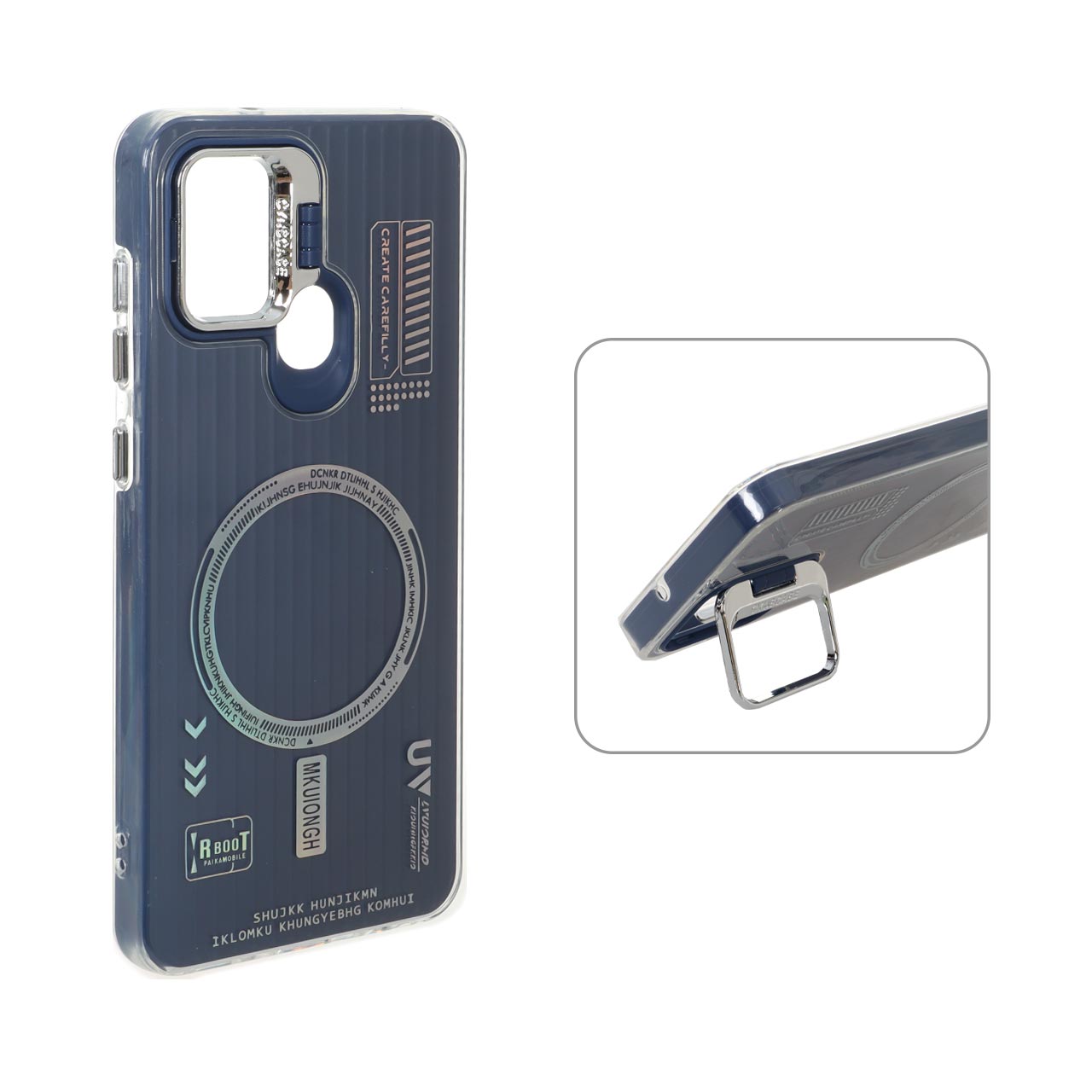 1572944 قاب Cyns Case ژله ای دو لایه RT لنز استندشو طرح مگ سیف Samsung Galaxy A21s - سرمه ای - تصویر 1