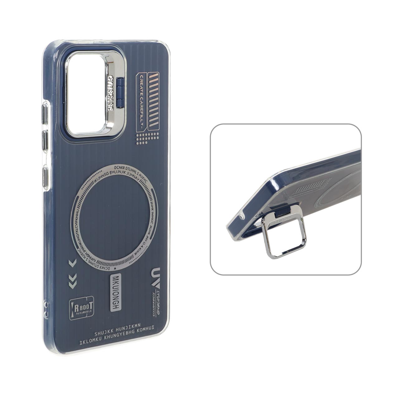 1573028 قاب Cyns Case ژله ای دو لایه RT لنز استندشو طرح مگ سیف Samsung Galaxy A32 4G - سرمه ای - تصویر 1