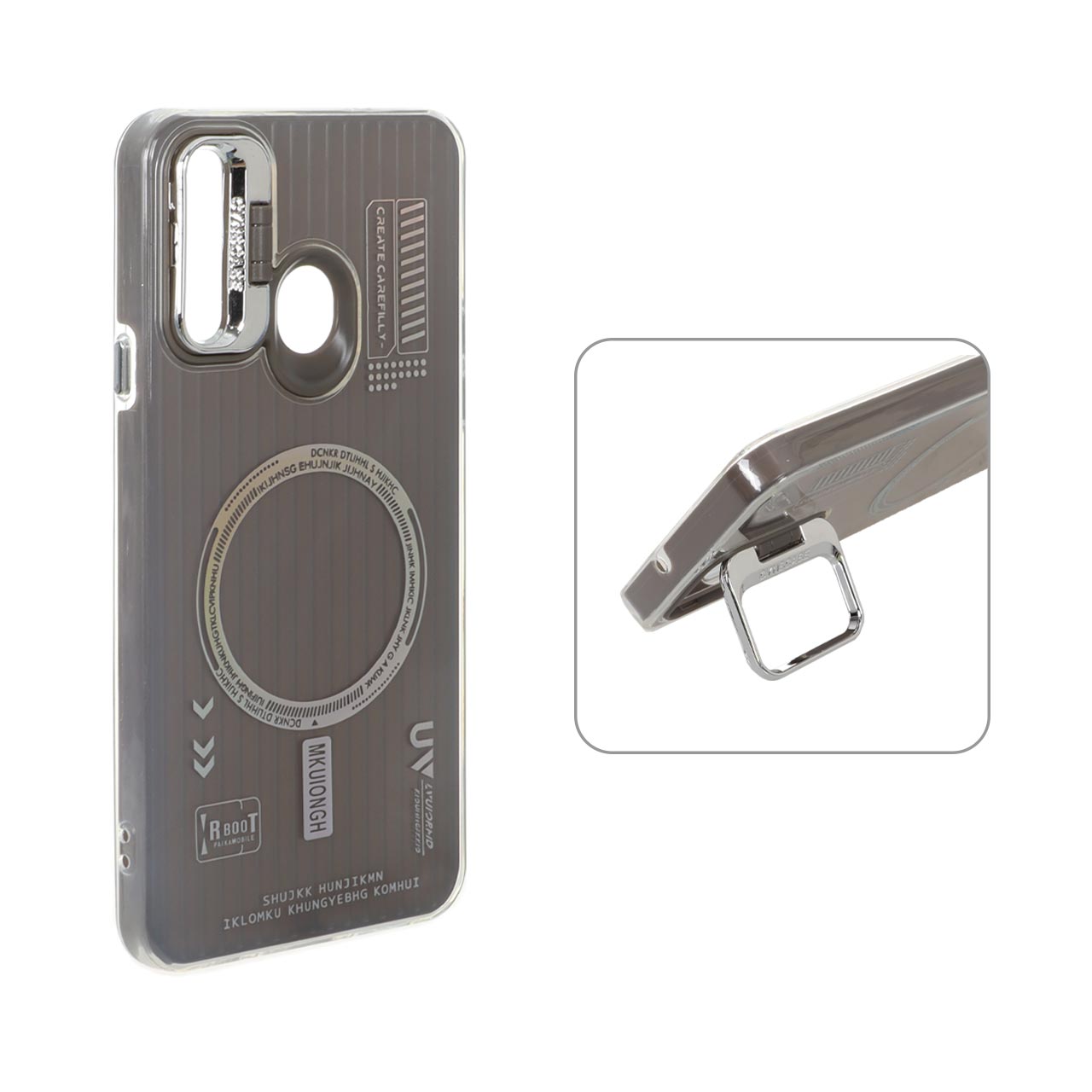 1573070 قاب Cyns Case ژله ای دو لایه RT لنز استندشو طرح مگ سیف Samsung Galaxy A20s - خاکستری - تصویر 1