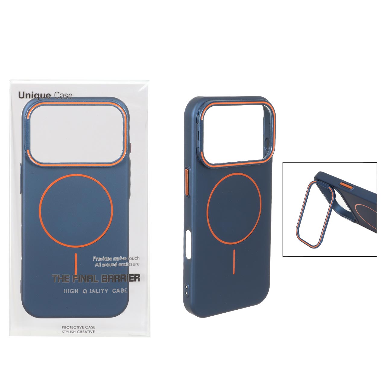 1573454 قاب اورجینال Unique Case پشت سخت MagSafe استندشو Apple iPhone 17 Pro - سرمه ای (پک دار) - تصویر 1