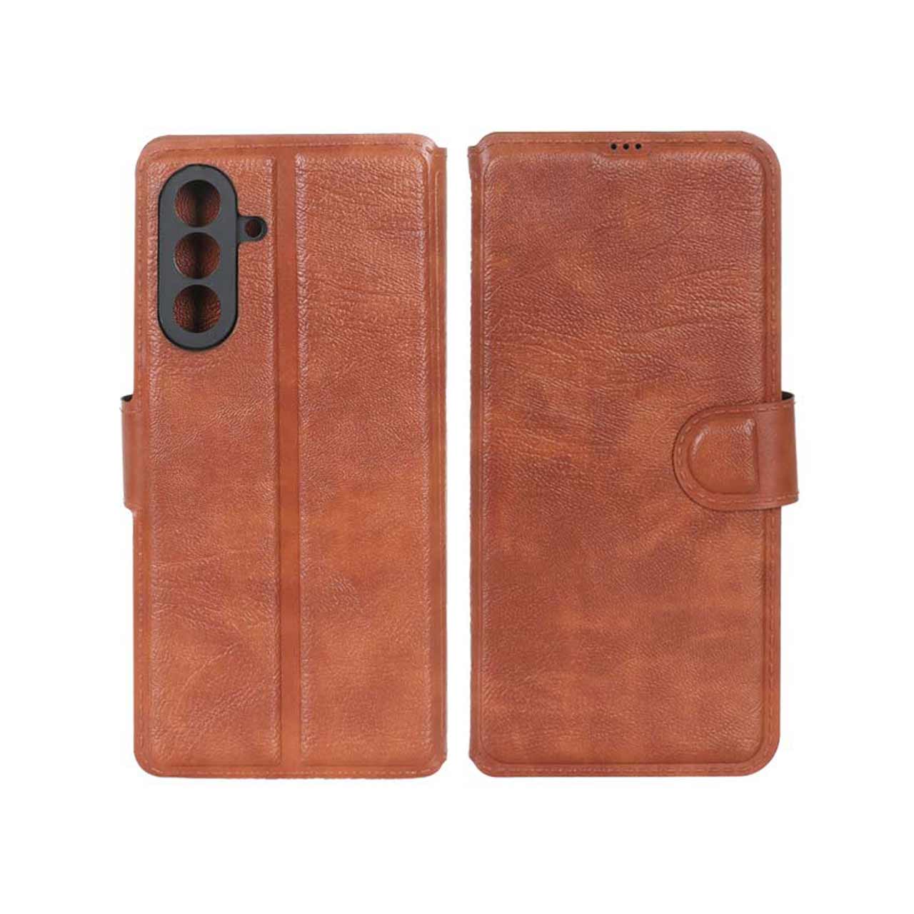 1574958 کیف موبایل چرمی مگنتی محافظ لنزدار Samsung Galaxy A17 - قهوه ای - تصویر 1