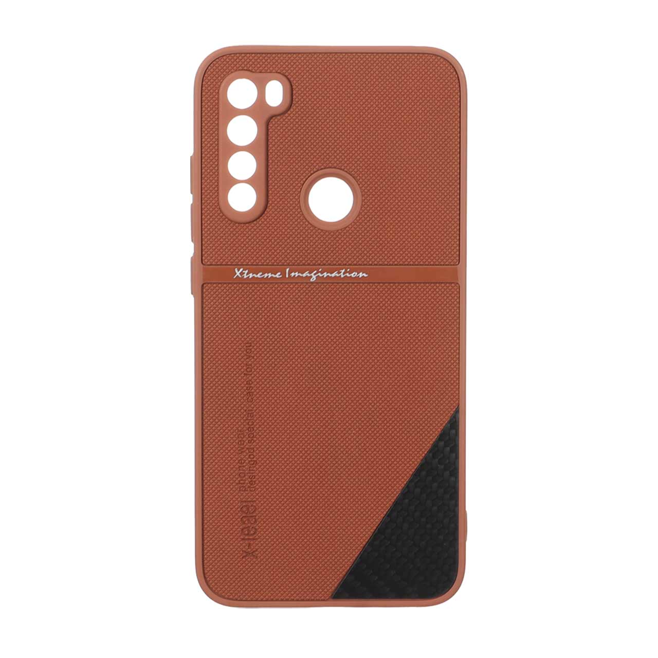 1575662 قاب Extreme Imagination طرح کربن سوزنی محافظ لنزدار Xiaomi Redmi Note 8 - قهوه ای - تصویر 1