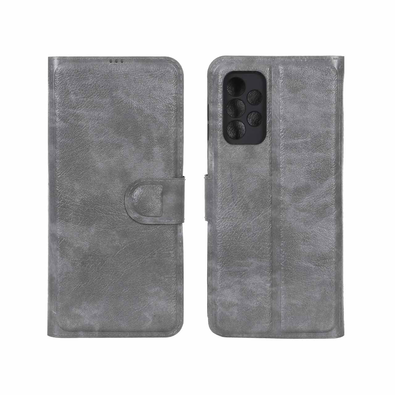 1577534 کیف موبایل چرمی مگنتی محافظ لنزدار Samsung Galaxy A13 4G - طوسی - تصویر 1