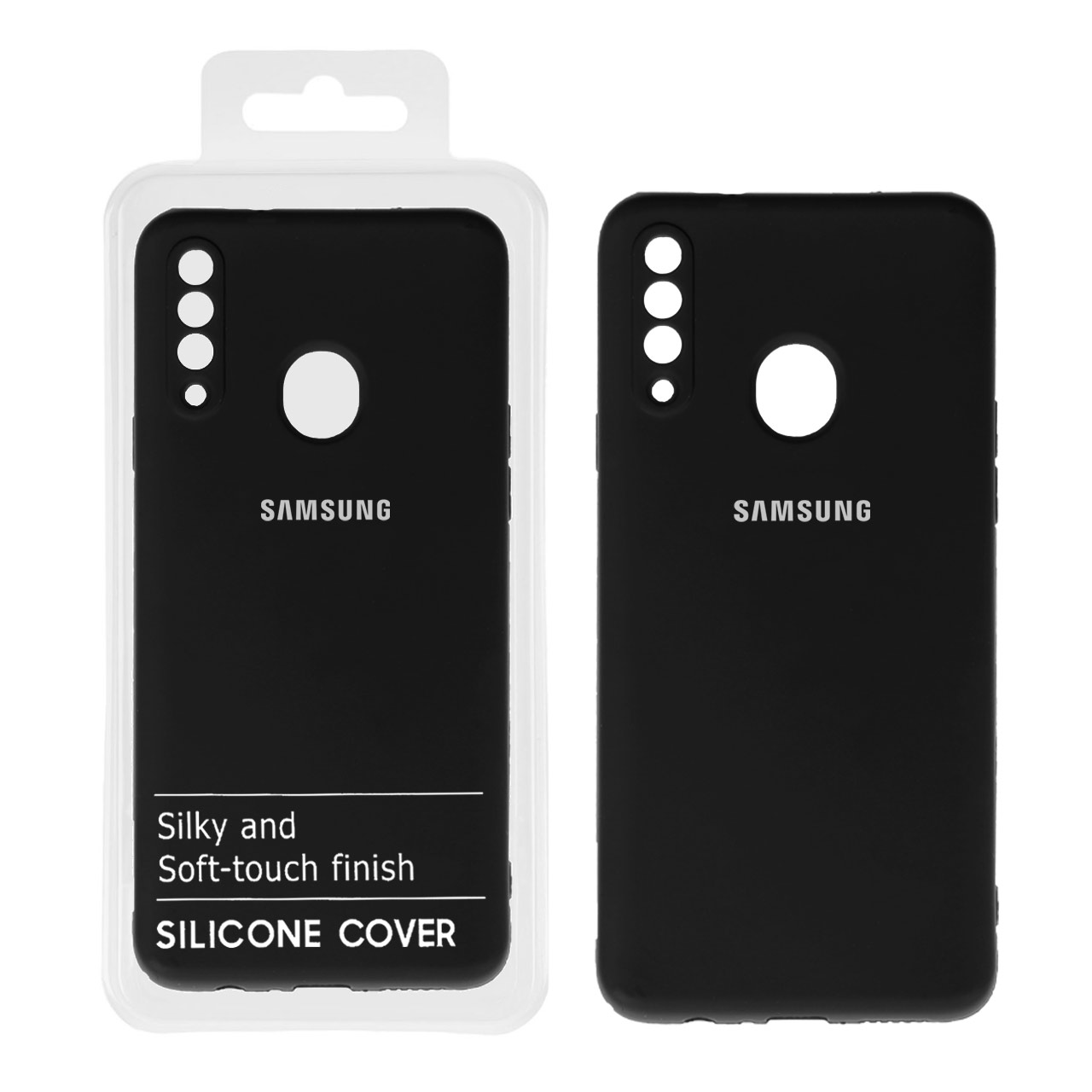 705884 قاب نیو سیلیکون محافظ لنزدار Samsung A20S - RFF - مشکی (پک دار) - تصویر 1