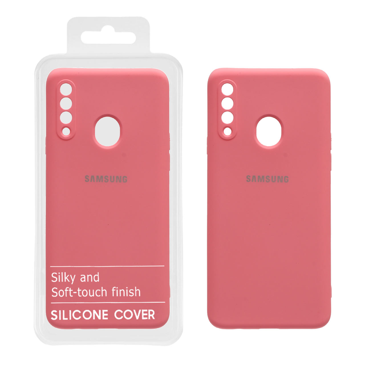 754938 قاب نیو سیلیکون محافظ لنزدار Samsung Galaxy A20s - RFF - صورتی پاستیلی (پک دار) - تصویر 1