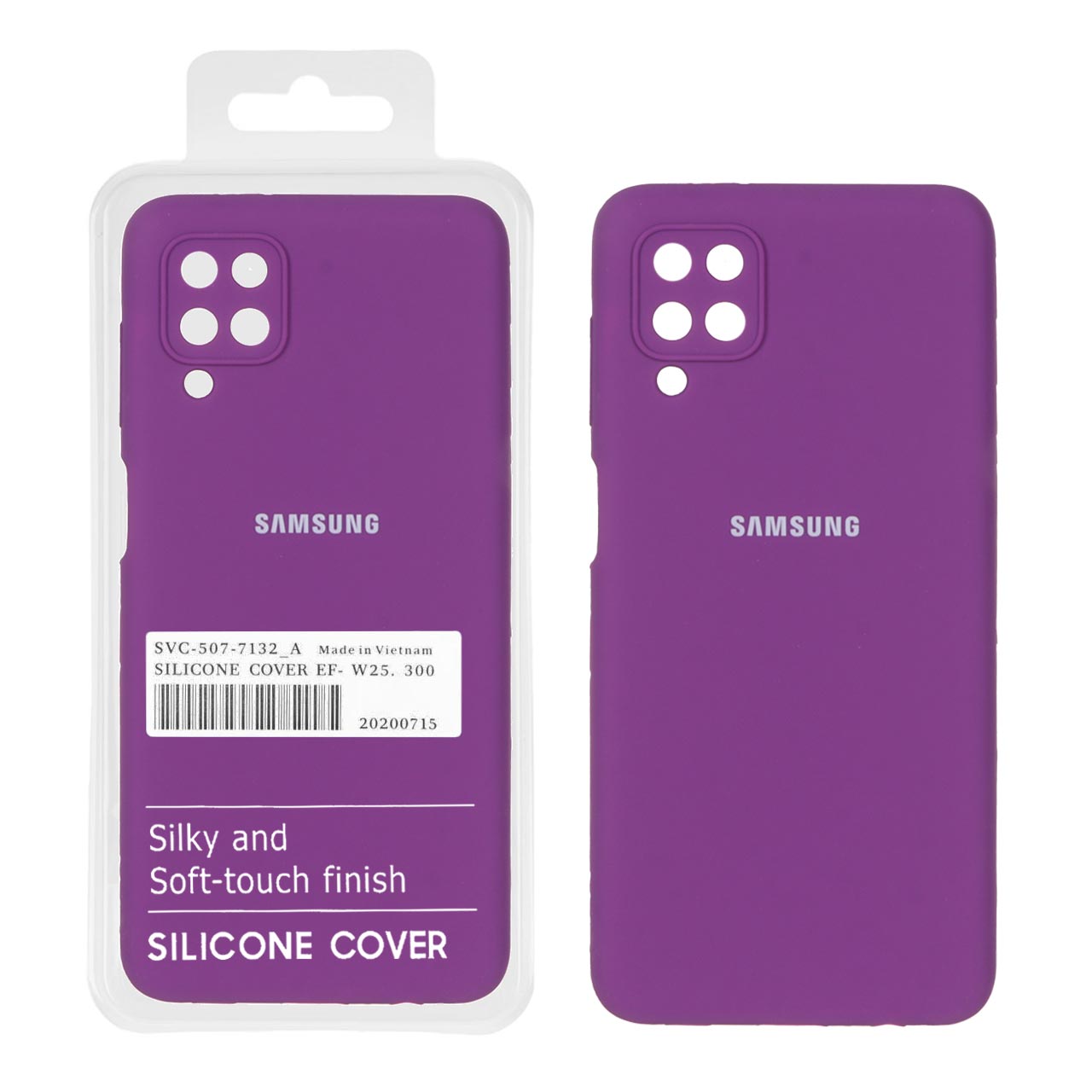 811014 قاب سیلیکونی پاک کنی اورجینال درجه یک Samsung A12 / M12 / F12 - ارغوانی (پک دار) - تصویر 1