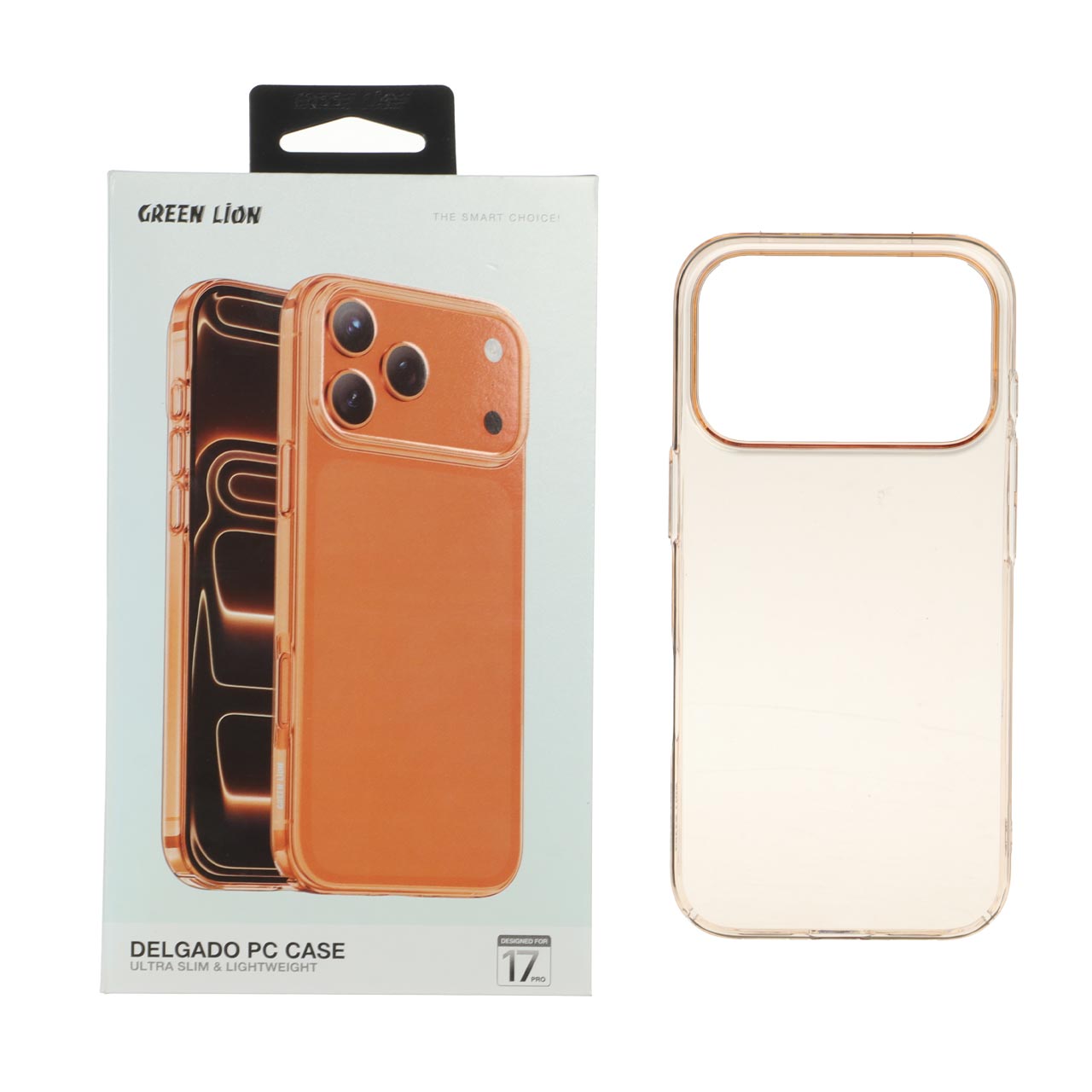 1623800 قاب اورجینال Green Lion شفاف Delgado Pc Case مدل Apple iPhone 17 Pro - نارنجی (پک دار) - تصویر 1