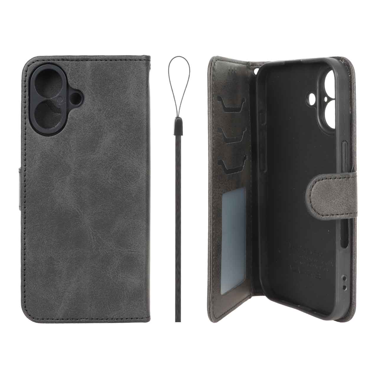 1630412 کیف موبایل مگنتی درجه یک داخل خز MNC Plus مدل Apple iPhone 16 - مشکی - تصویر 1