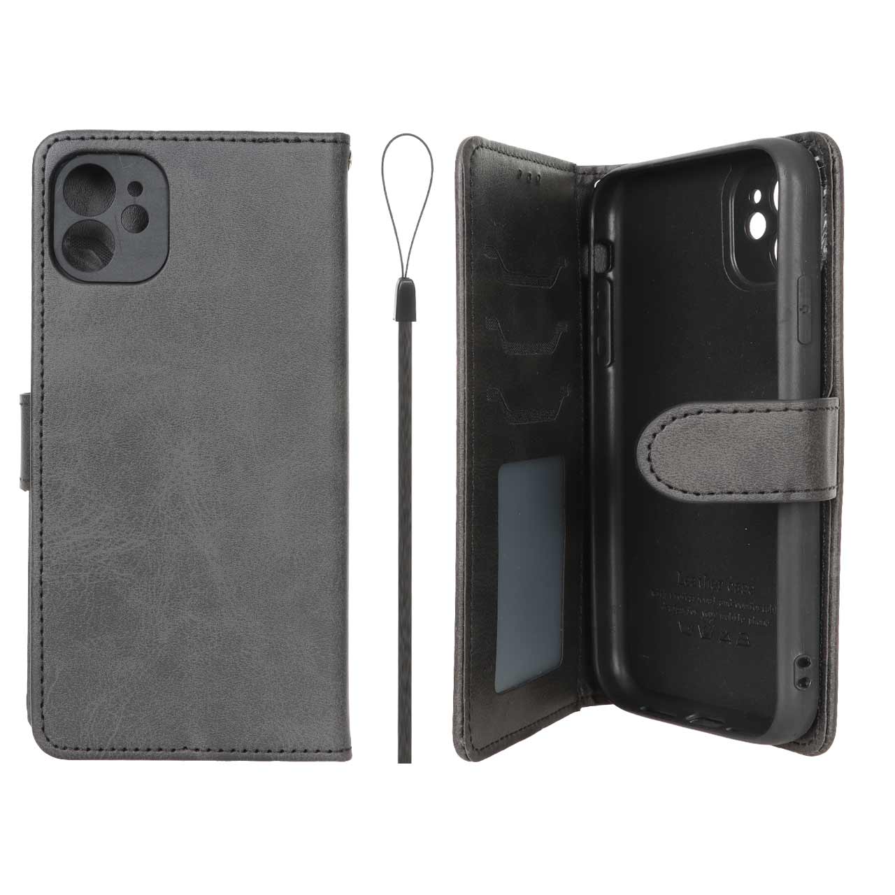 1630618 کیف موبایل مگنتی درجه یک داخل خز MNC Plus مدل Apple iPhone 11 - مشکی - تصویر 1