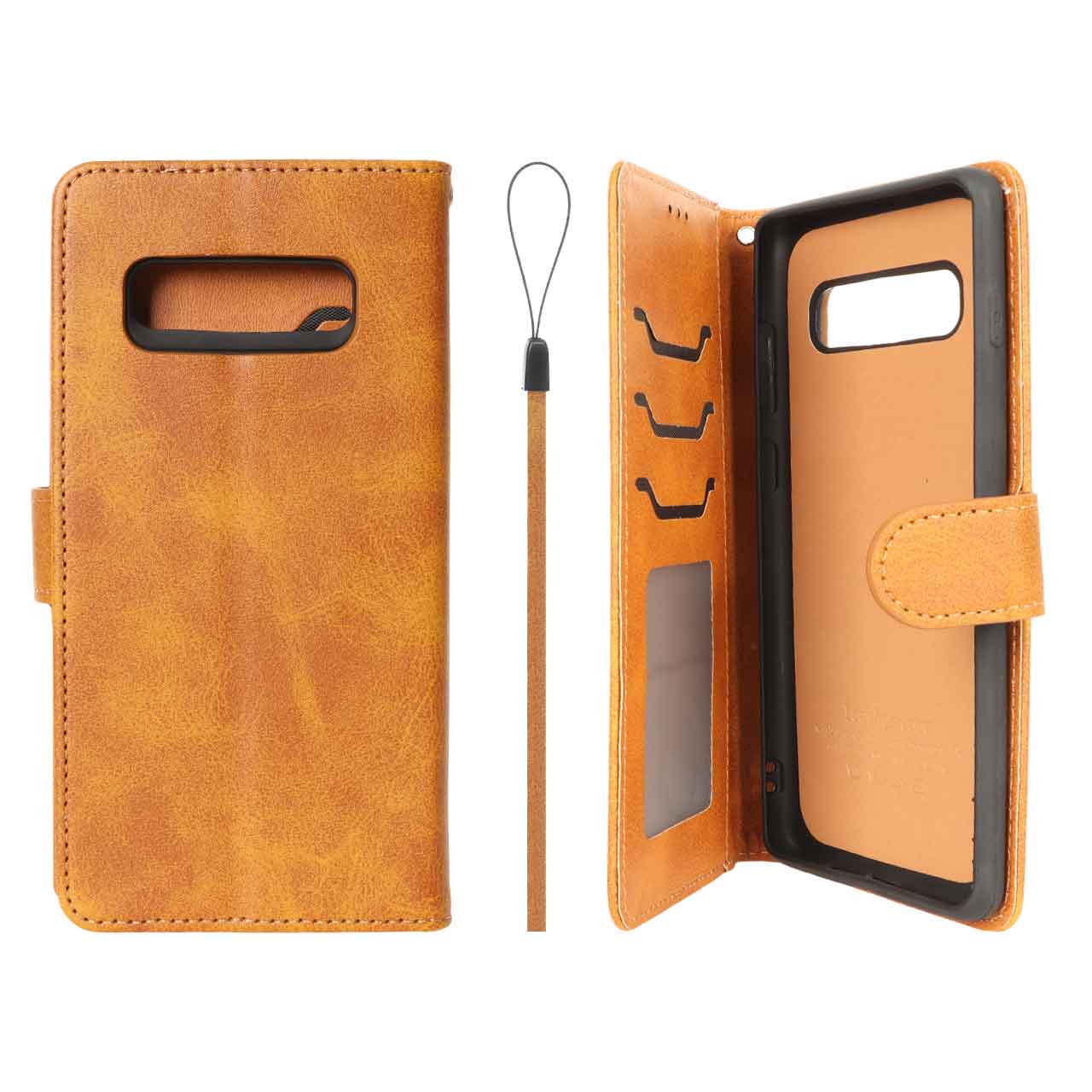 1630654 کیف موبایل مگنتی درجه یک داخل خز MNC Plus مدل Samsung Galaxy S10 Plus - عسلی - تصویر 1