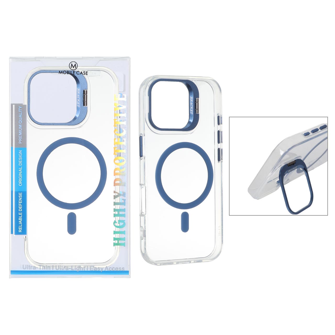 1632706 قاب اورجینال Bracket کریستالی MagSafe لنز استندشو Apple iPhone 17 - آبی (پک دار) - تصویر 1