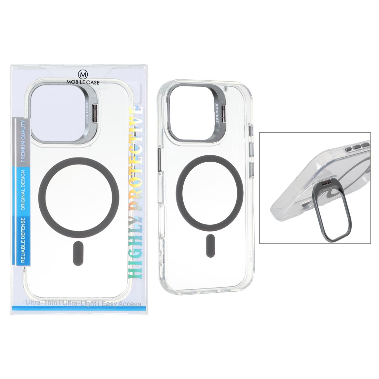 1632708 قاب اورجینال Bracket کریستالی MagSafe لنز استندشو Apple iPhone 17 - خاکستری (پک دار) - تصویر 1