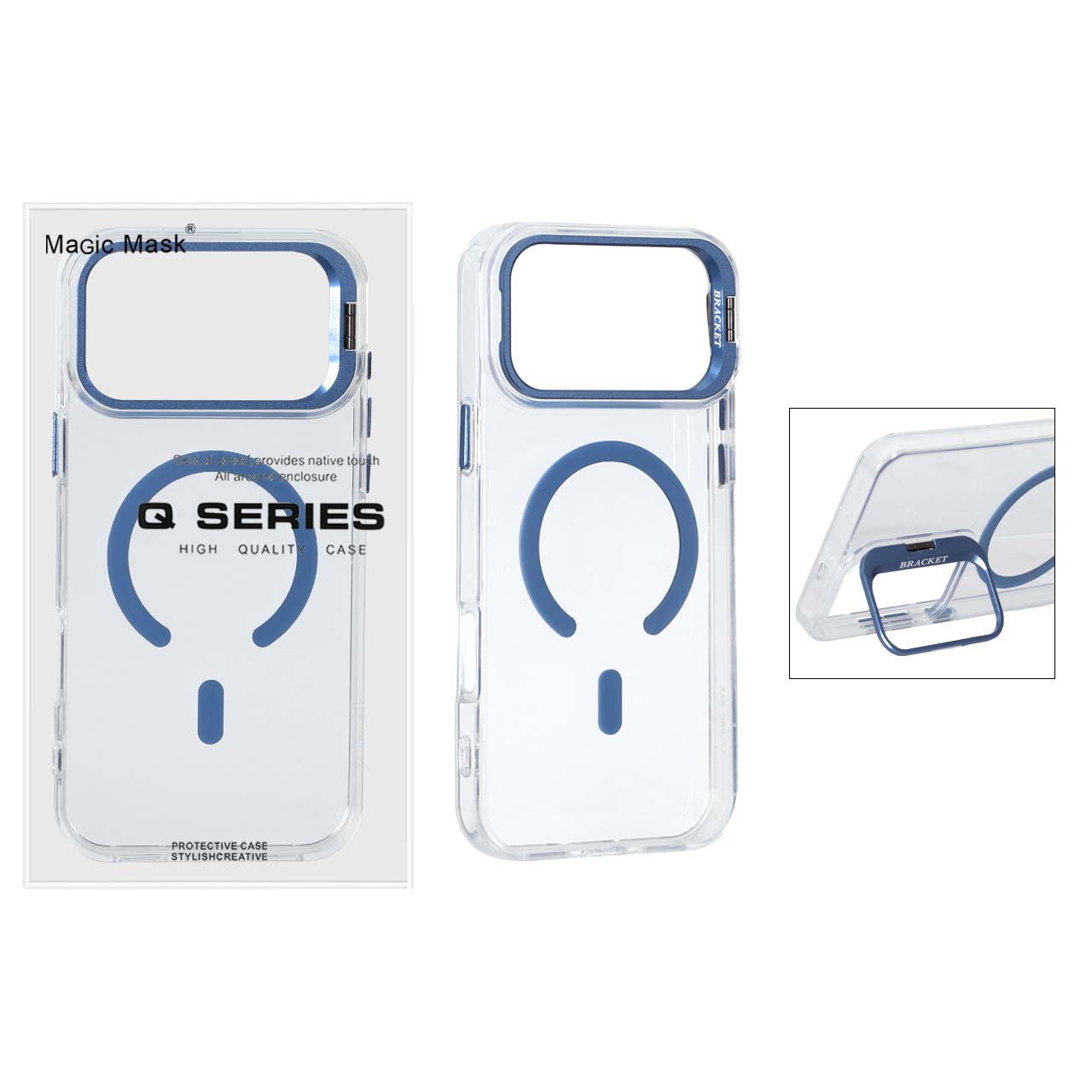 1689610 قاب اورجینال Q Series Bracket کریستالی Magsafe لنز استندشو Apple iPhone 17 Pro - آبی (پک دار) - تصویر 1