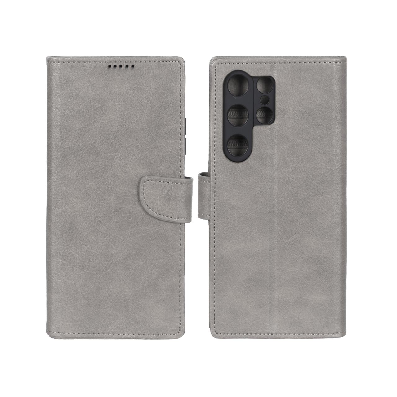 1699354 کیف چرمی موبایل مگنتی محافظ لنزدار KRF مدل Samsung Galaxy S24 Ultra - طوسی - تصویر 1
