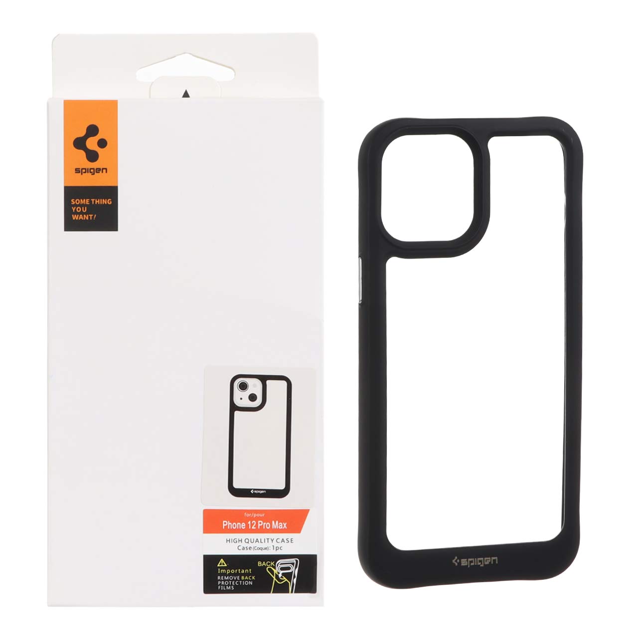 1159204 قاب اورجینال Spigen مدل Apple iPhone 12 Pro Max - شفاف مشکی - تصویر 1