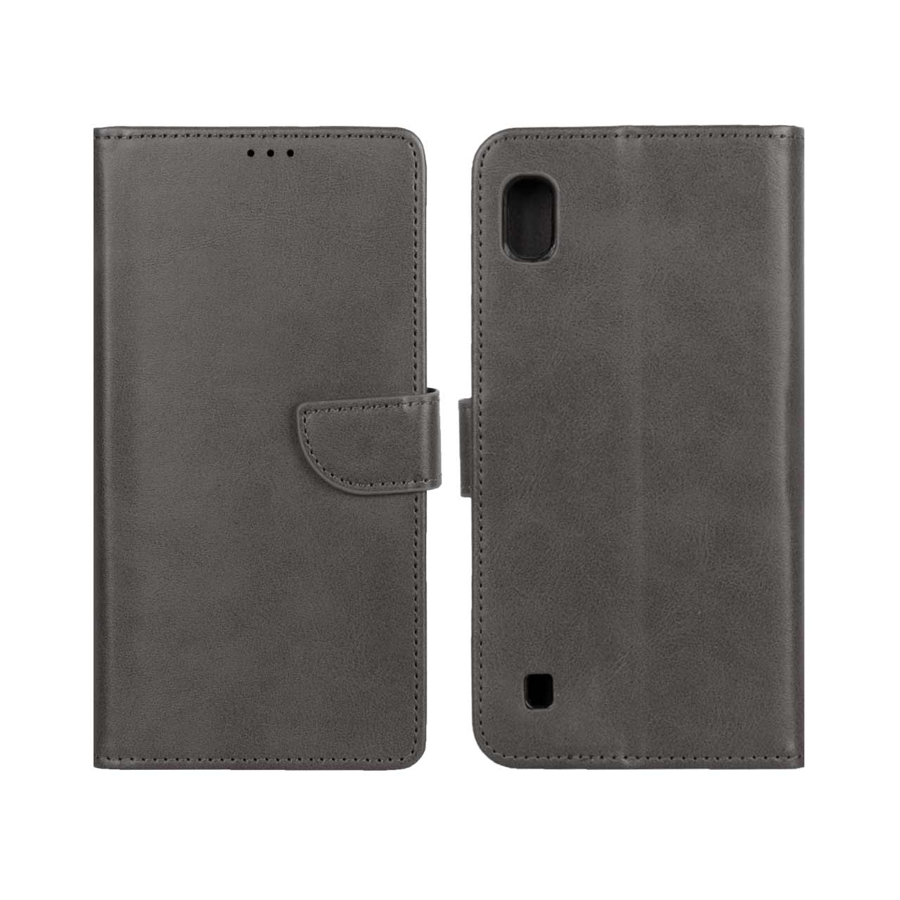 1230822 کیف چرمی موبایل مگنتی Samsung Galaxy A10 / M10 - خاکستری - تصویر 1