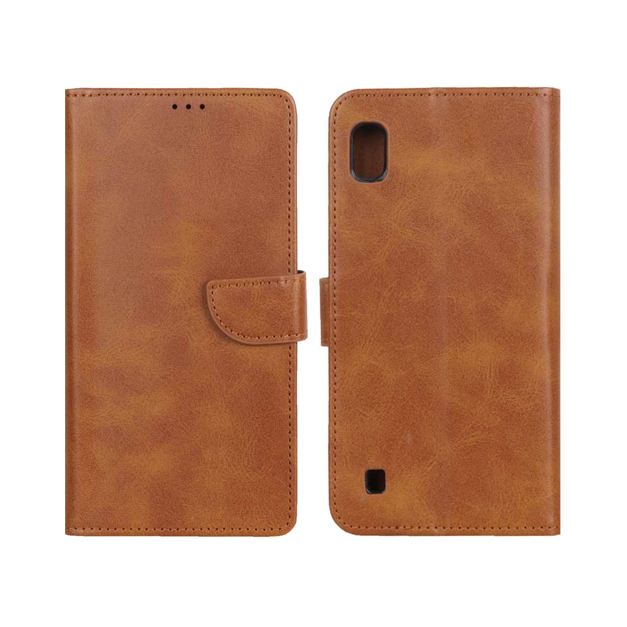 1230826 کیف چرمی موبایل مگنتی Samsung Galaxy A10 / M10 - عسلی - تصویر 1