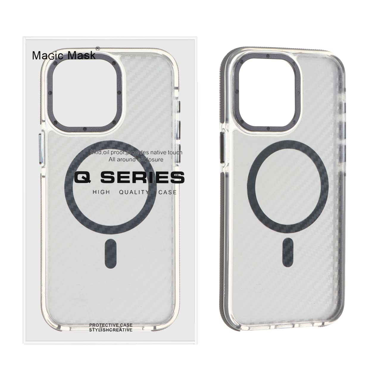 1273984 قاب اورجینال Q Series پشت کربن MagSafe مدل Apple iPhone 15 Pro Max - خاکستری (پک دار) - تصویر 1