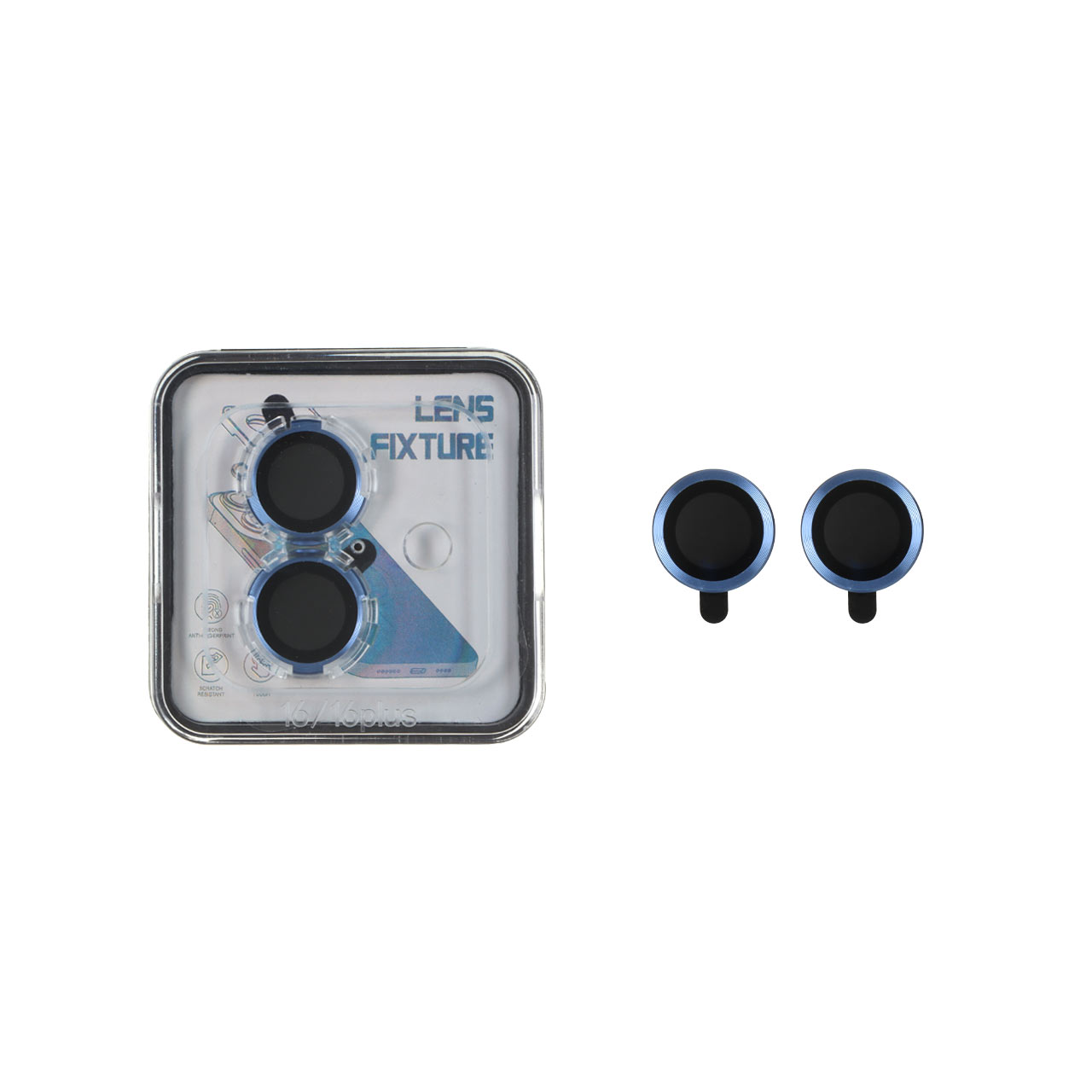 1442148 محافظ لنز رینگی اورجینال Lens Fixture شابلون دار Apple iPhone 16 / iPhone 16 plus - آبی (پک دار) - تصویر 1