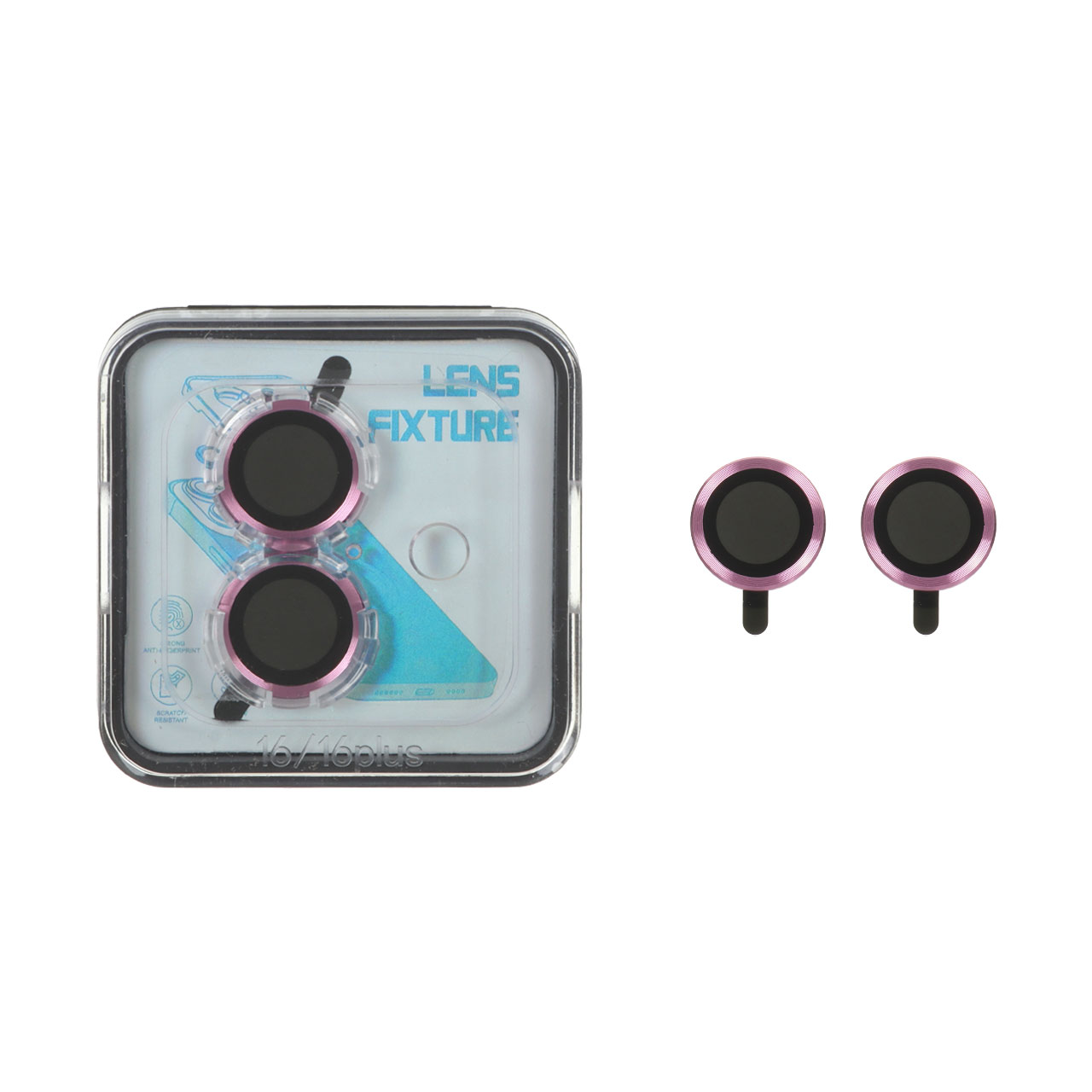 1442368 محافظ لنز رینگی اورجینال Lens Fixture شابلون دار Apple iPhone 16 / iPhone 16 plus - صورتی (پک دار) - تصویر 1