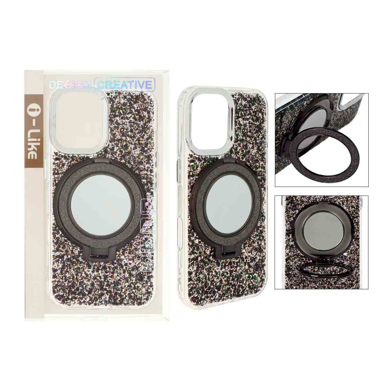 1474238 قاب i Like رزینی مگنتی استندشو Apple iPhone 16 - مشکی (پک دار) - تصویر 1
