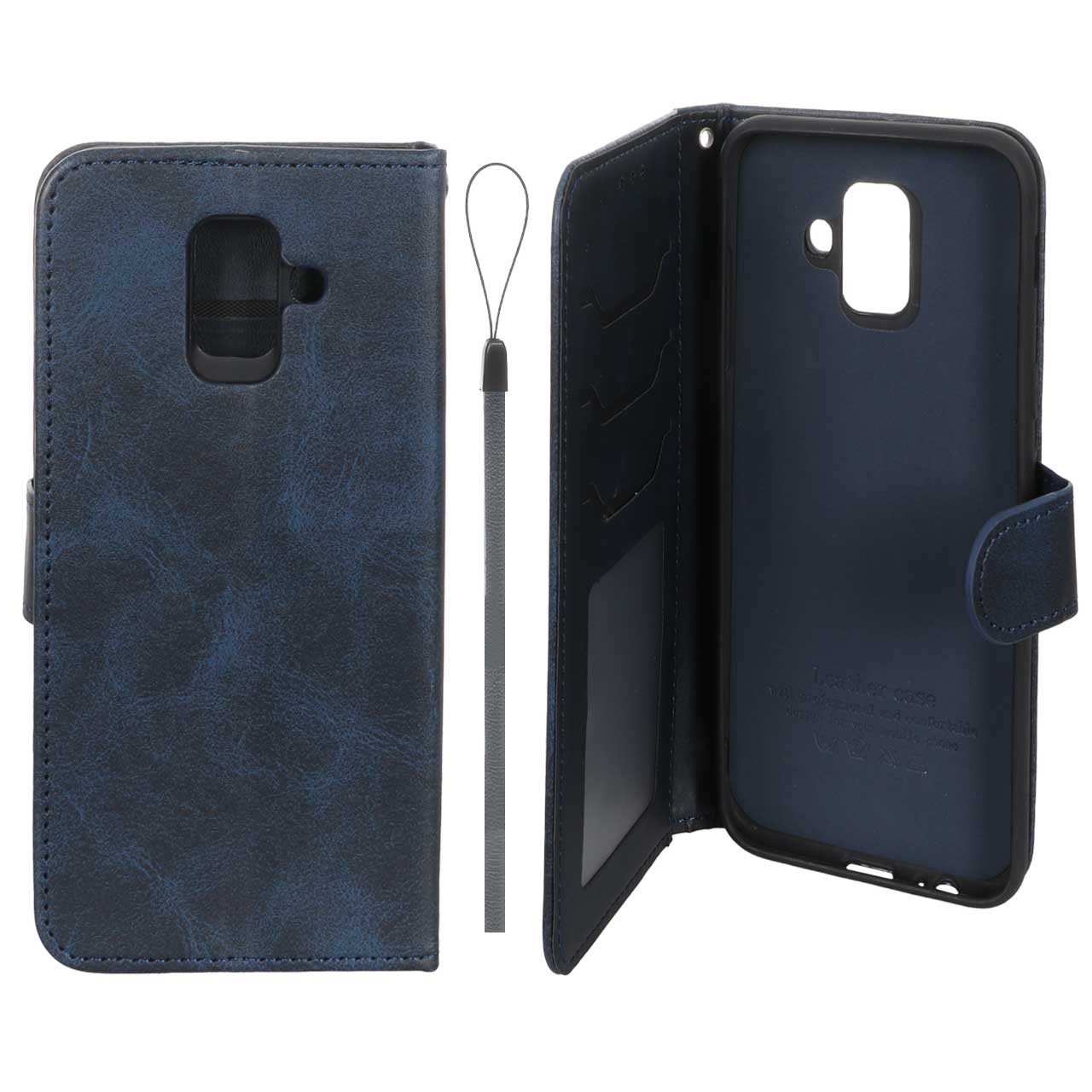 1585342 کیف موبایل مگنتی درجه یک داخل خز MNC Plus مدل Samsung Galaxy A6 - سرمه ای - تصویر 1