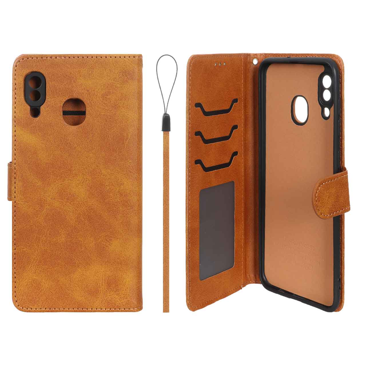1585414 کیف موبایل مگنتی درجه یک داخل خز MNC Plus مدل Samsung Galaxy A30 / A20 - عسلی - تصویر 1