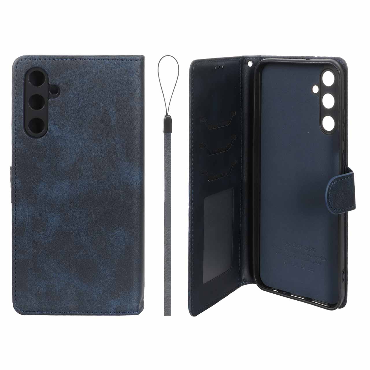 1585438 کیف موبایل مگنتی درجه یک داخل خز MNC Plus مدل Samsung Galaxy A05s - سرمه ای - تصویر 1
