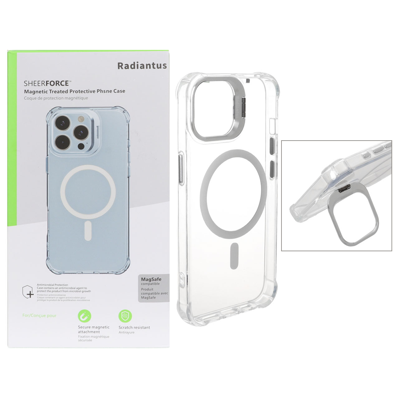 1595030 قاب اورجینال Radiantus کریستالی MagSafe لنز فلزی استندشو ایربگ دار Apple iPhone 13 / iPhone 14 (پک دار) - تصویر 1