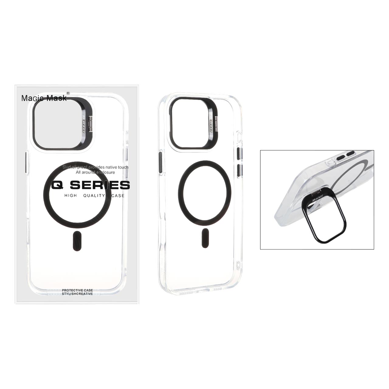 1608338 قاب اورجینال Q Series Bracket کریستالی Magsafe لنز استندشو Apple iPhone 16 Pro Max - مشکی (پک دار) - تصویر 1